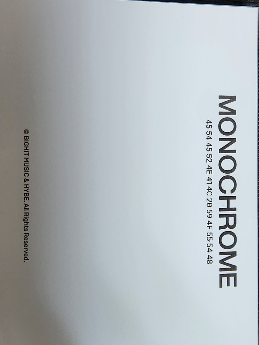 BTS Crewneck SHIRT Black Photocard POP-UP : MONOCHROME MNCR