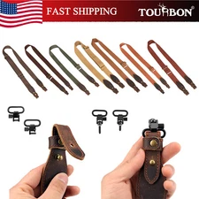 TOURBON Webbing&Leather Gun Sling Shotgun Strap Swivels Hunting-Multiple Choices