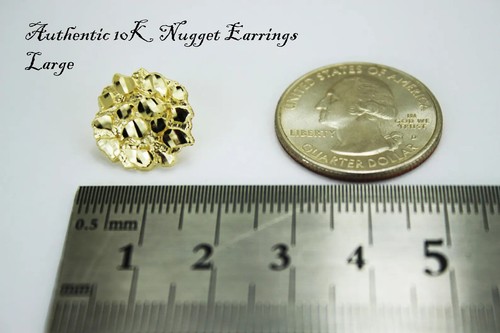 10K Soild Gelbgold Nugget Runde Diamant Schliff Ohrstecker für Männer Frau - Bild 5 von 11