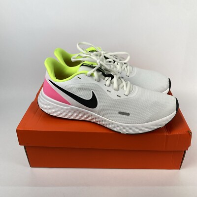 Nike Revolution Women's Running Shoes – White Pink Volt, Size 11
