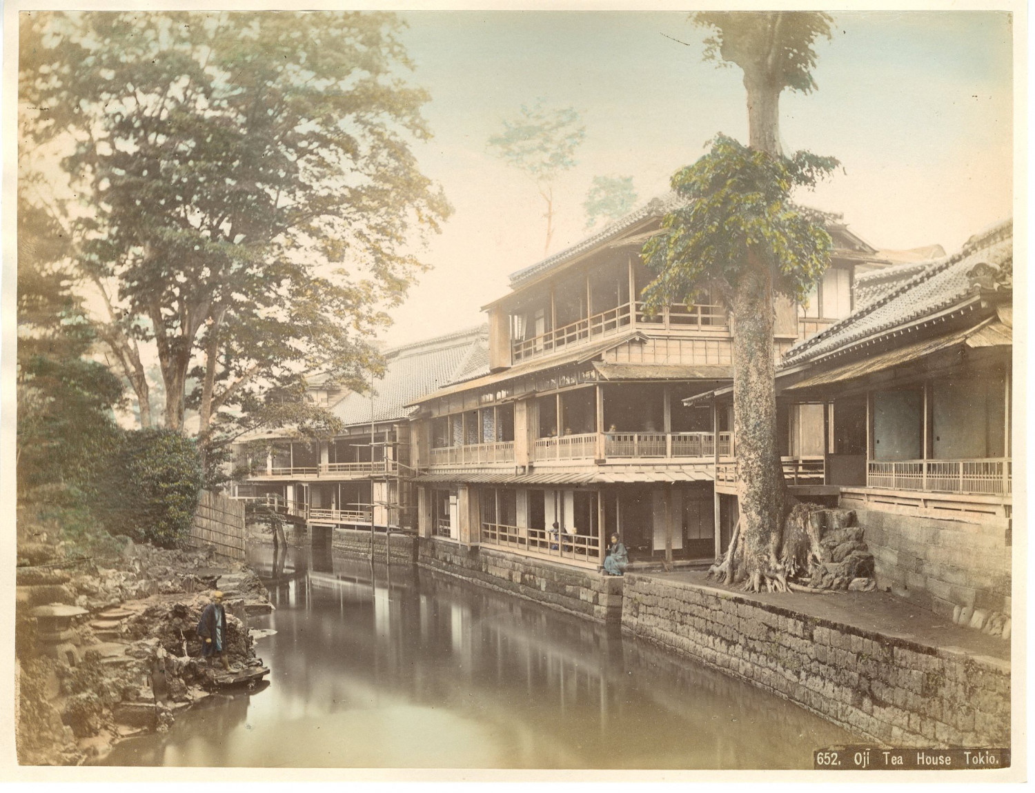 Japan, Oji Tea House, Tokio vintage albumen print. ヴィンテージ日本. Vintage Japan T