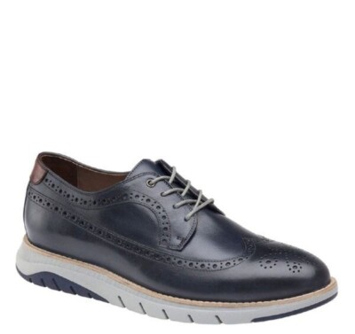 Johnston & Murphy Vaughn Full Grain Leather Wingtip Oxford Shoes Navy Size 10M