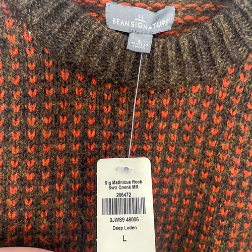 L.L. Bean Signature Men's Matinicus Rock Sweater 'Deep Loden' Wool Size Large - Picture 2 of 3
