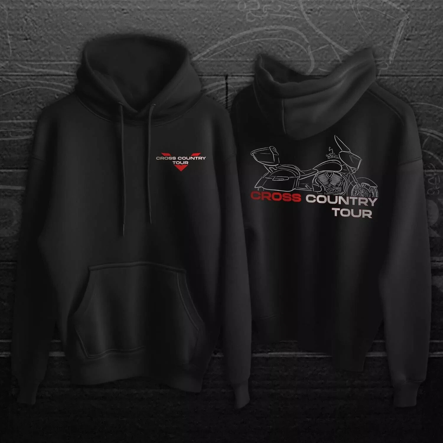 Victory Cross Country Tour 2012-2018 Motorcycle Hoodie for Bikers