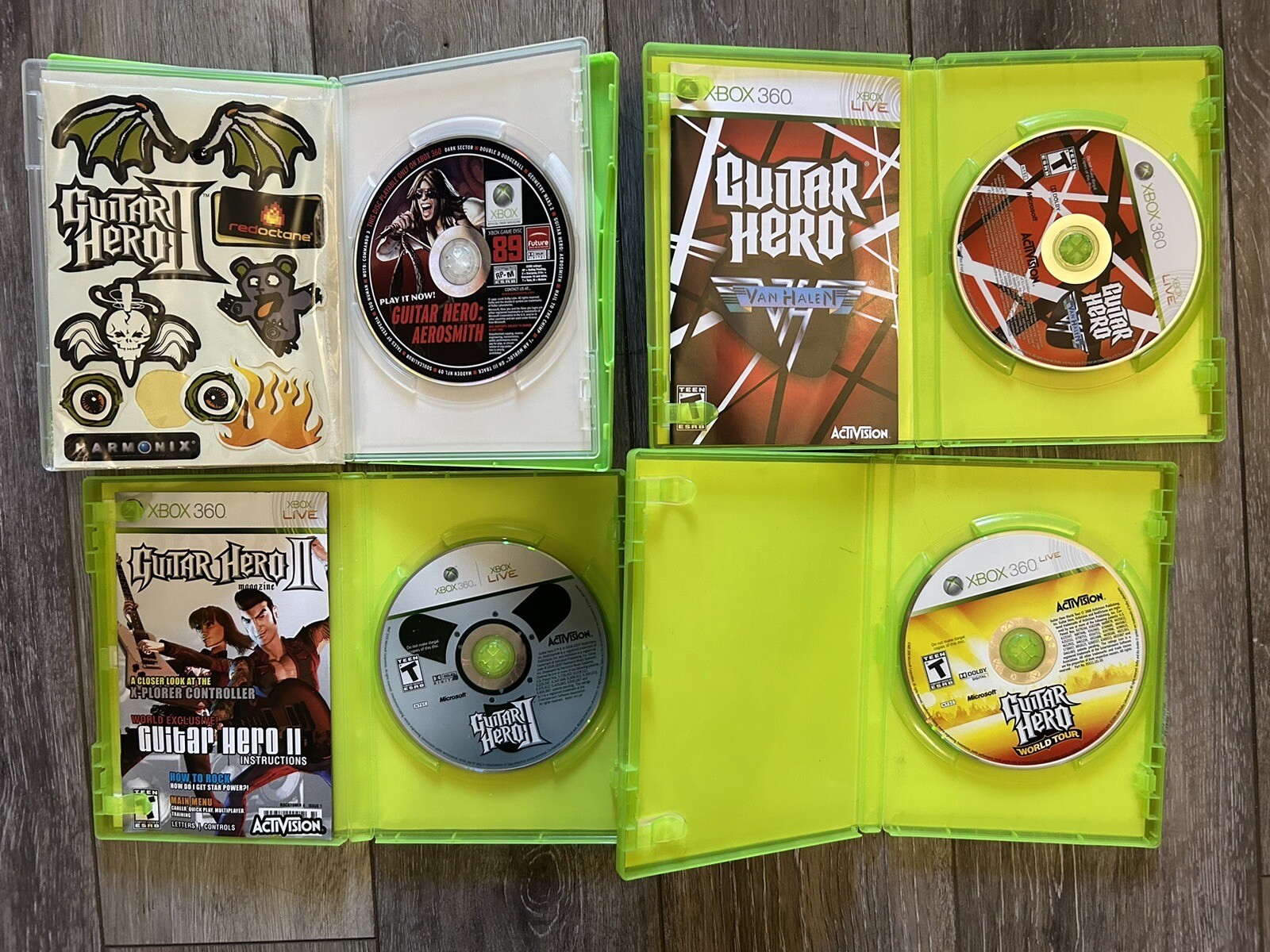 Guitar Hero Bundle Xbox 360 Lot of 3 Games and Lot Of 2 guitars X
