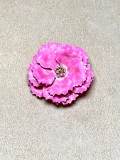 1960's Rosy Pink Enamel Carnation Flower Pin by Trifari Jewelry