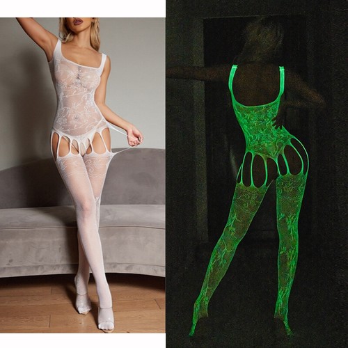 Sexy Glowing Hollow Fishnet Bodysuit Bodystockings Clubwear Luminous Babydoll - 第 38/71 張圖片