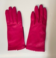 Lord  Taylor Pink Gloves 7.5. Ladies Leather, Silk Lined Hot Fusia NEW