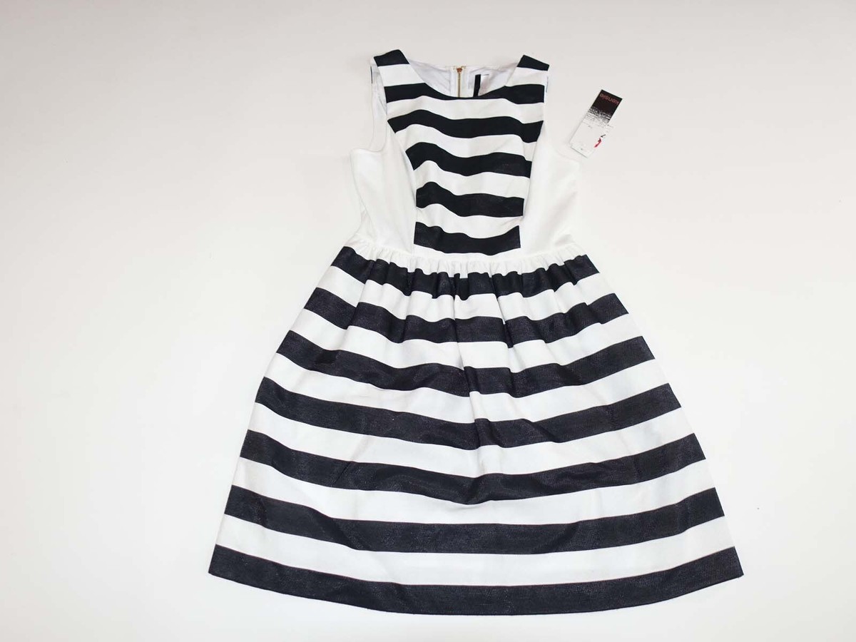 Kensie Women's Sleeveless Fit & Flare Dress Size XS NWT Black White Above  Knee