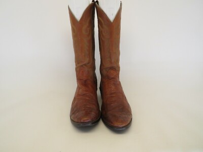 Justin Brown Leather Ostrich Cowboy Western Boots Mens Size  display picture 3