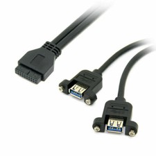 USB 3.0 Dual Ports A Female Screw Mount Type to Motherboard 20pin Header cable