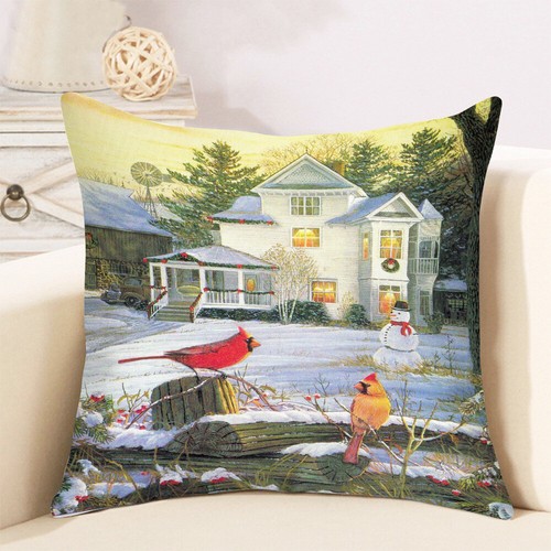 Cardinal Snow Branch Pillow Cover Winter Robin Bird Christmas Holly Cushion Case - Picture 5 of 88