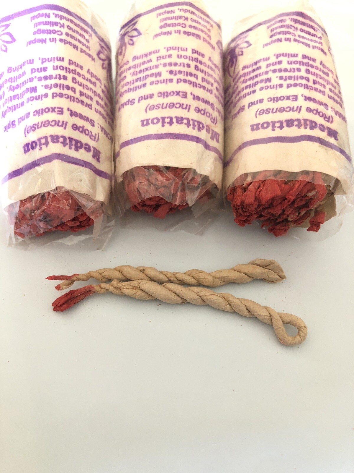 Meditation Rope 3 Tibetan Hand Rolled MEDITATION ROPE INCENSE Natural Yoga Scent NEPAL ...