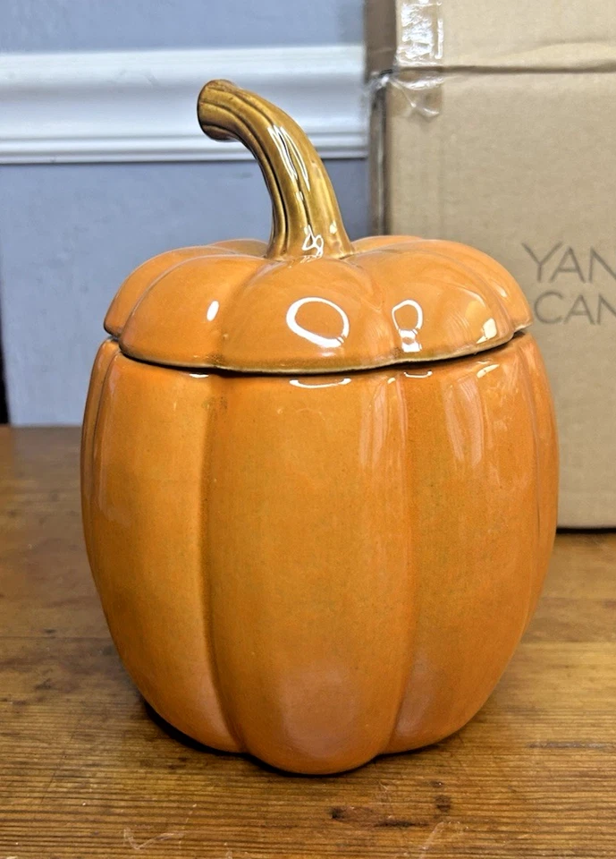 Yankee Candle Pumpkin Jack O' Lantern tarro "Boney" retirado, NIOB Foto 4 de 4