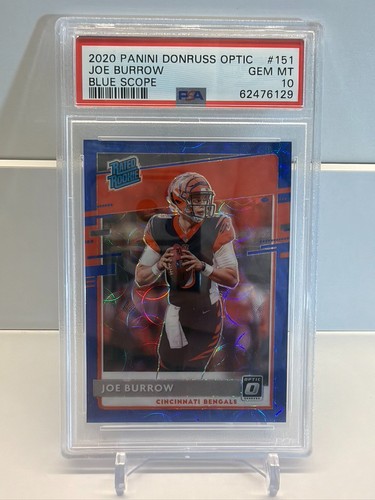 2020 Panini Donruss Optic Rated Rookies Joe Burrow #151 Blue Scope RC PSA 10