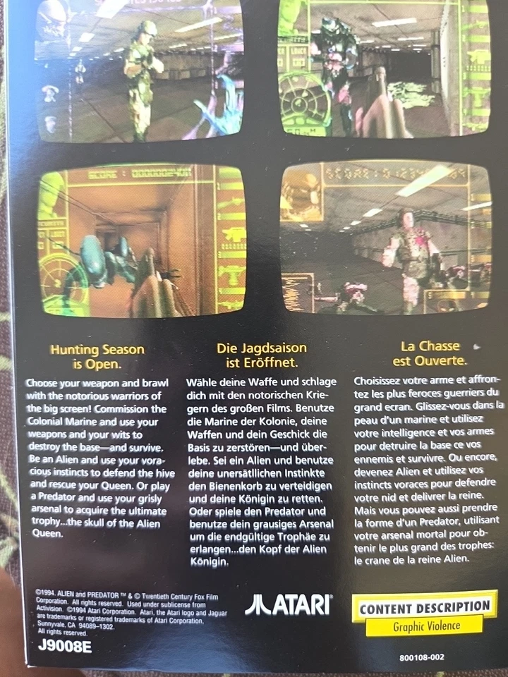 Alien vs. Predator Atari Jaguar Original Box Instruction Manul & 3 Overlays - Image 2 of 4