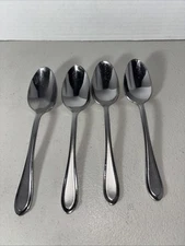 4 Pcs Oneida JOANN / Joanne Glossy w/Frosted Accent Stainless Soup Spoons