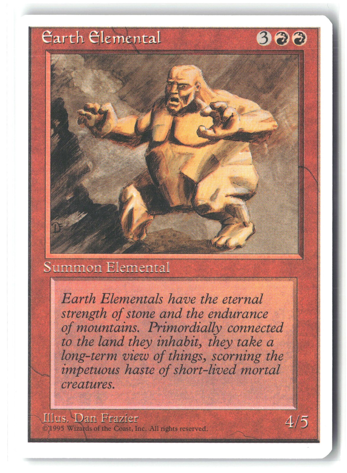 Magic MTG Earth Elemental Fourth Edition NM/MINT UNPLAYED