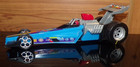 2007 Mattel Fisher Price Blue SHAKE N GO Drag Race Car Dragster Works