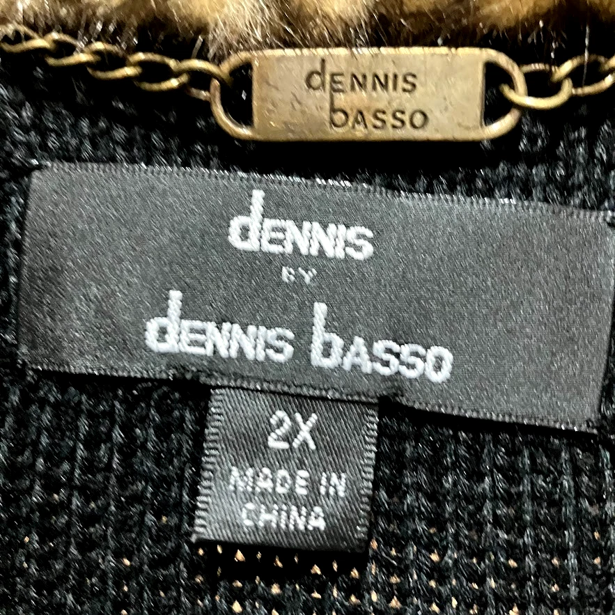 Chaleco Dennis Basso de piel sintética y tejido para mujer 2X negro cremallera frontal cuello sin mangas Foto 3 de 4