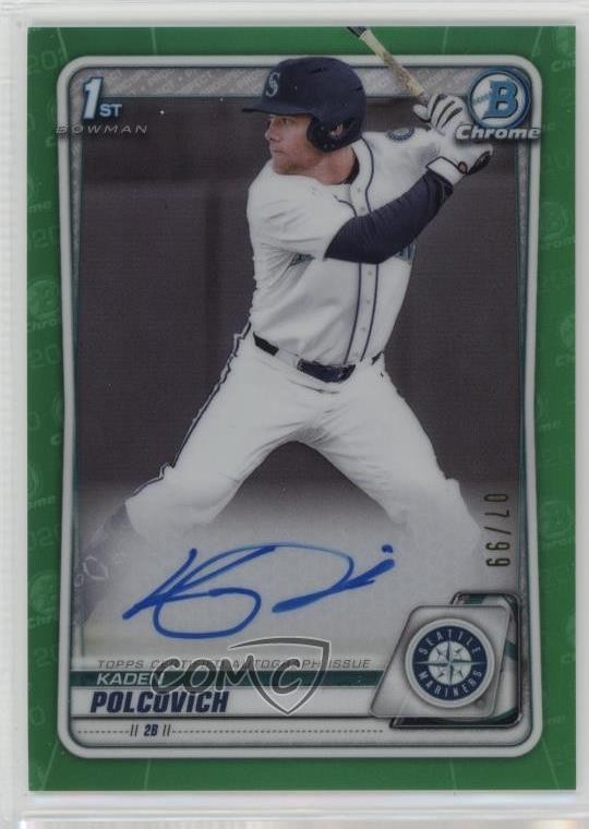 2020 Bowman Draft Chrome Picks Green Refractor 7/99 Kaden Polcovich Auto 1id3