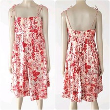 Y2K Red Floral Mini Sundress Womens 6 Gap Spaghetti Strap Cotton Cottagecore