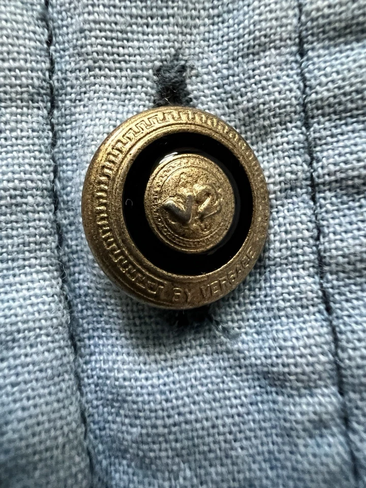 Camisa Versace Clásica Vintage Y2K Para Hombres De Gran Tamaño Azul Cambray Abotonada XXL Foto 4 de 4