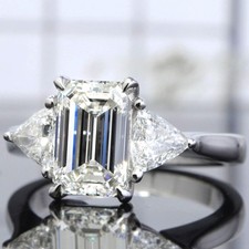 3,20 ct Smaragdschliff IGI Lab Grown Diamant Verlobungsring 18 kt Gelbgold FVS1