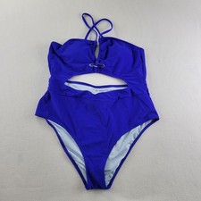 NWT CUPSHE Womens COBALT BLUE One-Piece Swimsuit Size XL Criss Cross Top Cutout