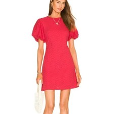 NWT Free People Apricot Rose Eyelet Mini Dress in Strawberry Womens Small