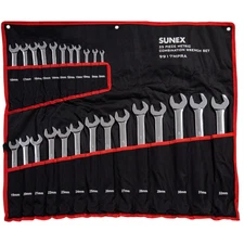 Sunex 9917MPRA 25pc Metric Full Polish V-Groove Combo Wrench Set