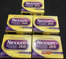 Nexium 24HR Acid Reducer Capsules for Heartburn Relief 5 Boxes 42 Count