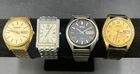 Seiko & Citizen Lot Of 4 Mens Vintage Mechanical Wrist Watches, Analog + More