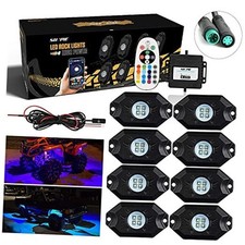 8 Pods RGBW LED Rock Lights with Phone App/Remote Control  Timing  8PCS