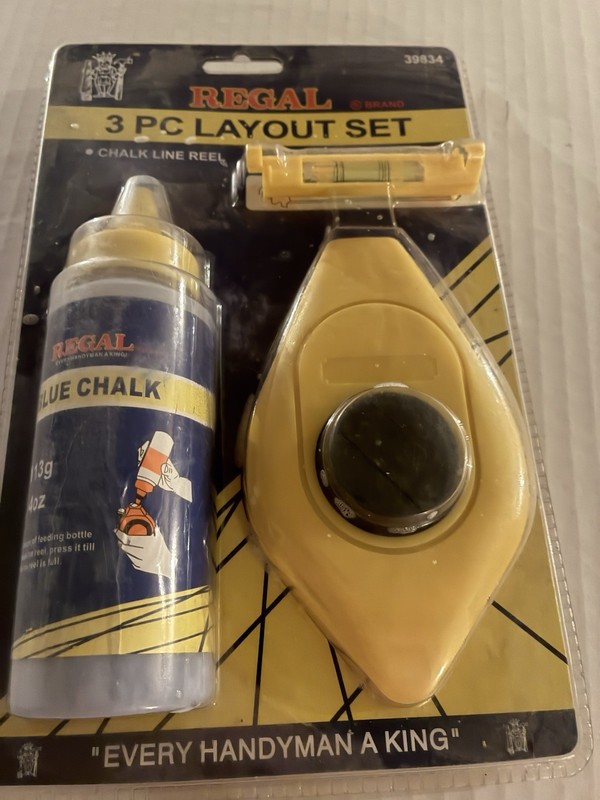 Regal 3 Piece Layout Chalk Line Reel, Chalk And Mini Level
