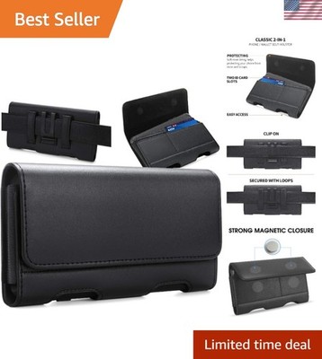 Faux Leather Belt Clip Holster Case for Large Smartphones with Card Holder in...