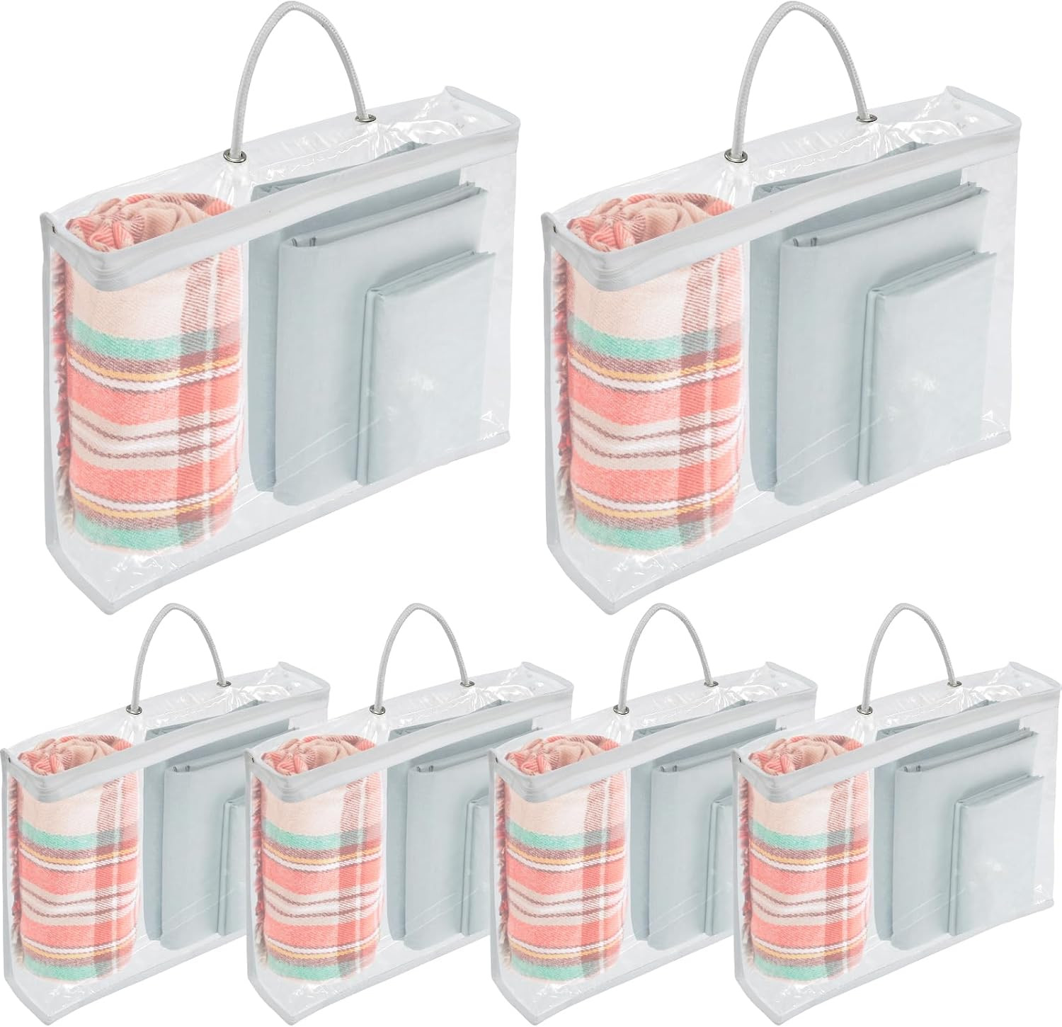 6 Pack Clear PVC Clothes Storage Bags with Zip Reinforced Handle Under Bed Beddi