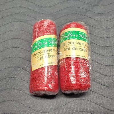 Red Sparkle Deco Mesh Lot 2 Rolls 6''x5yd Wreath Craft Decor Crafter s Square NEW