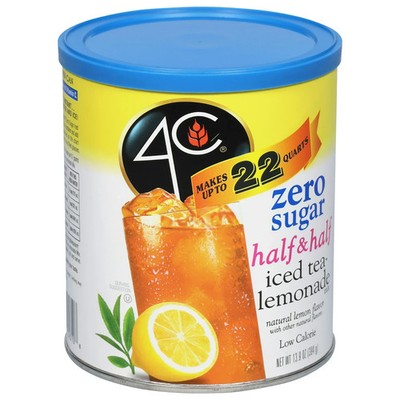 4C Zero Sugar Half & Half Iced Tea & Lemonade Mix, 13.9 oz Canister