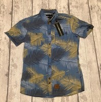 O'Neill Men's Shirt, Blue / Beige Leaf Pattern, Size XS, New with Tags