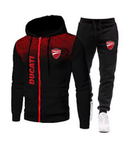 Set felpa con cappuccio uomo stampa logo racing zip sportswear+pantaloni 2 pezzi