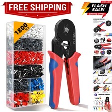 Ferrule Crimping Tool Kit - 1800PCS Wire Ferrules AWG 23-7 with Self-Adjustin...
