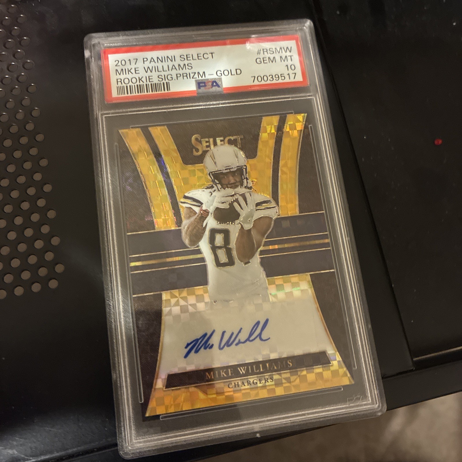 2017 Panini Select Mike Williams #RSMW Rookie Signatures Gold Prizm Auto PSA 10