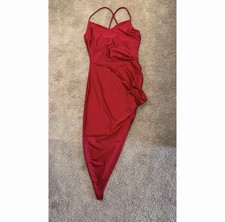 Windsor Red Spaghetti Strap High Low Asymmetrical Midi Dress Women Size Large