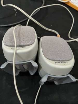Polk audio left and right wired PC computer speakers desktop stereo set