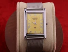 ⌚✨ Vintage Seiko Slim Quartz Gentlemen's Yellow Dial , Silver Mesh Band Watch