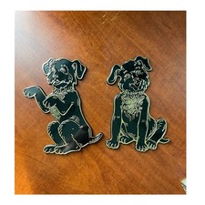 Pair of self adhesive puppy plaques 1971 by Invicta Plastics
