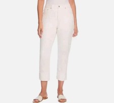 Frye Women's Cuffed High-Rise Straight Jeans, Ivory, 4/27,6/28,8/29,10/30,12/31