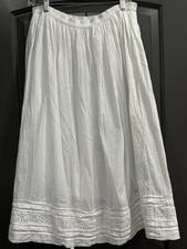 Jane Ashley Size PM Tiered Peasant Maxi Skirt White Lagenlook Cottagecore Fairy