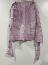 Vintage Handmade Purple Gingham Embroidered Apron With Pocket